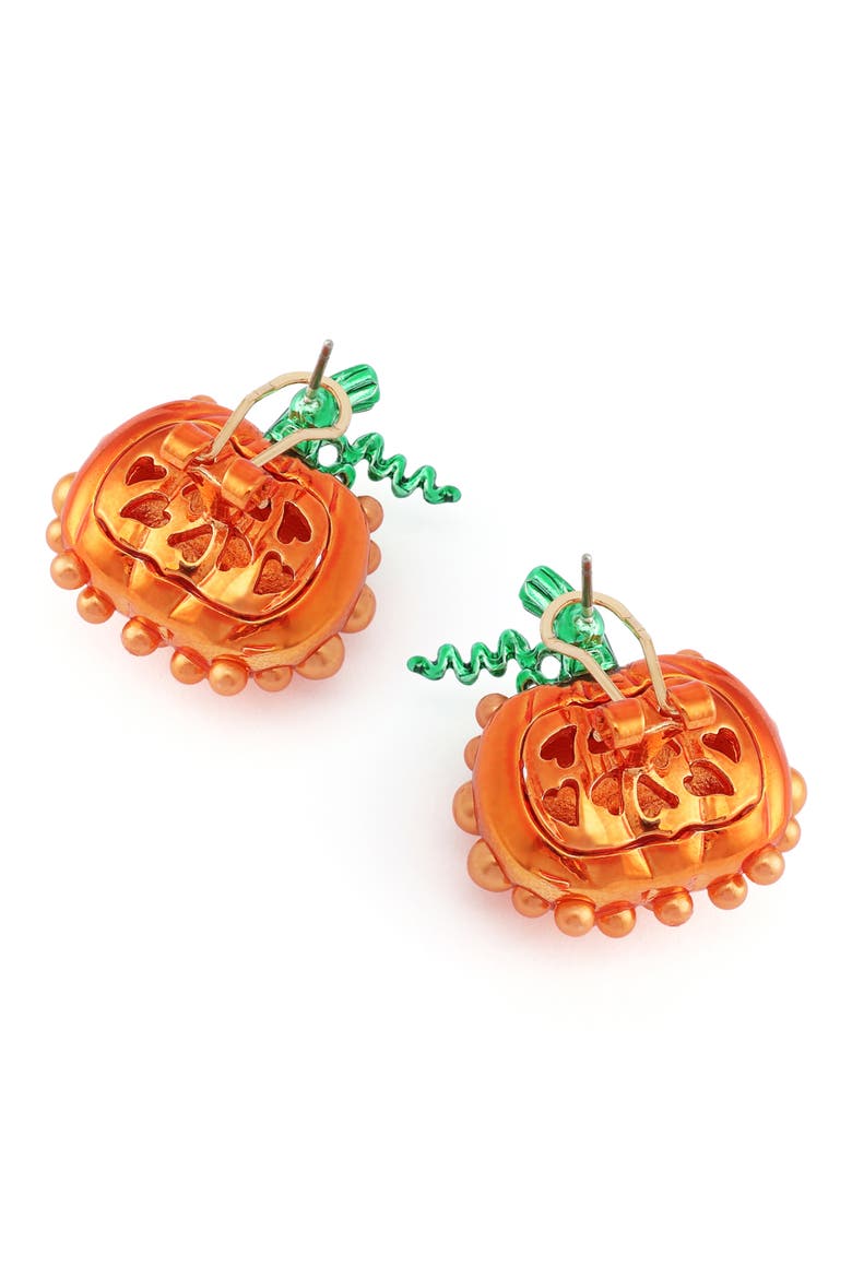 Imitation Pearl Pumpkin Stud Earrings, Alternate, color, ORANGE