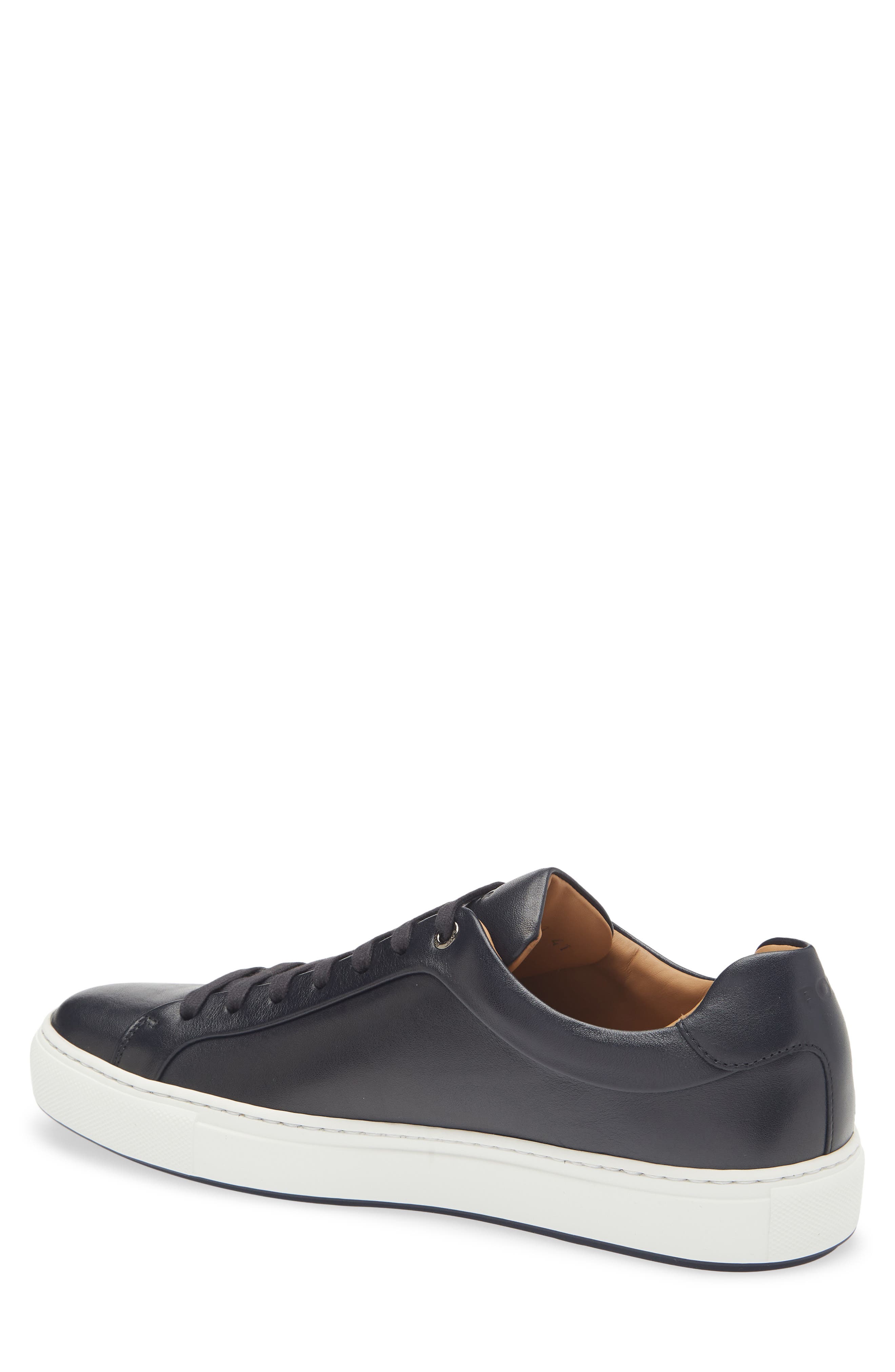 BOSS Mirage Lace-Up Leather Sneaker, Alternate, color, Dark Blue