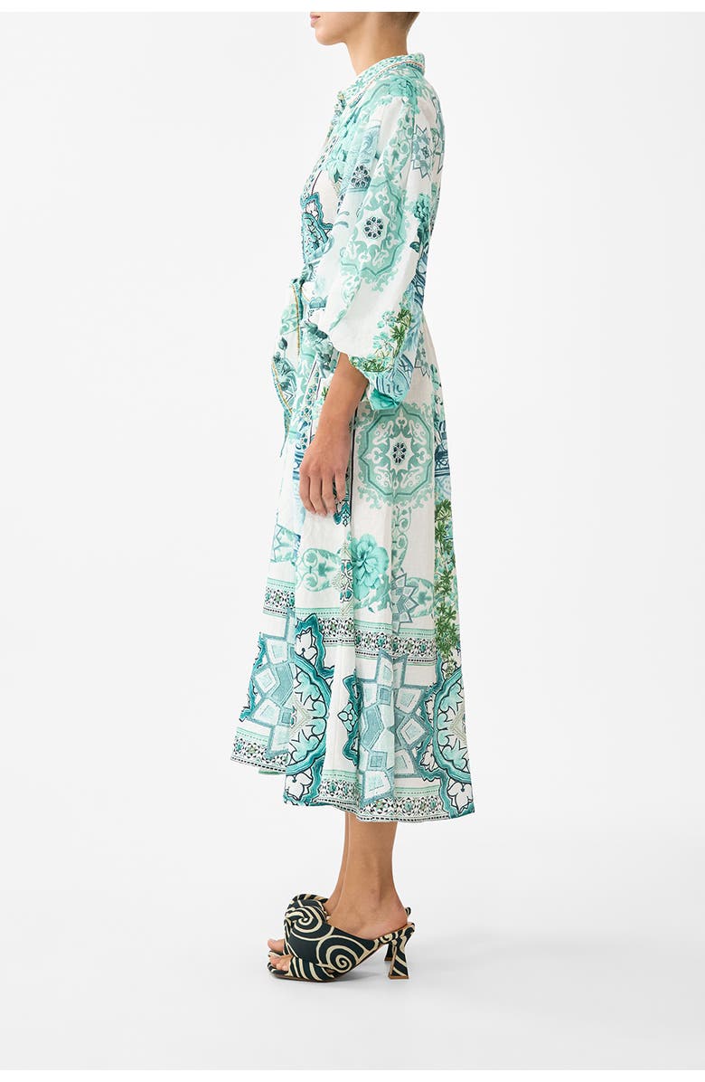 Camilla Waist Tie Shirt Dress With Bubble Sleeve, Alternate, color, Balearic Bebé