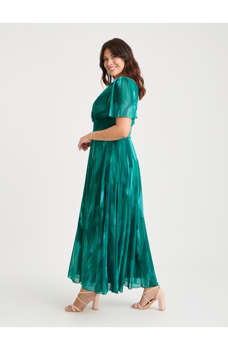 Scarlett & Jo Isabelle Abstract Angel Sleeve Dress, Alternate, color, Sea Green