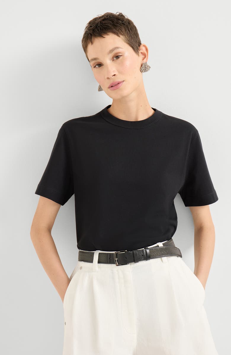 Brunello Cucinelli Jersey T-shirt, Alternate, color, Black