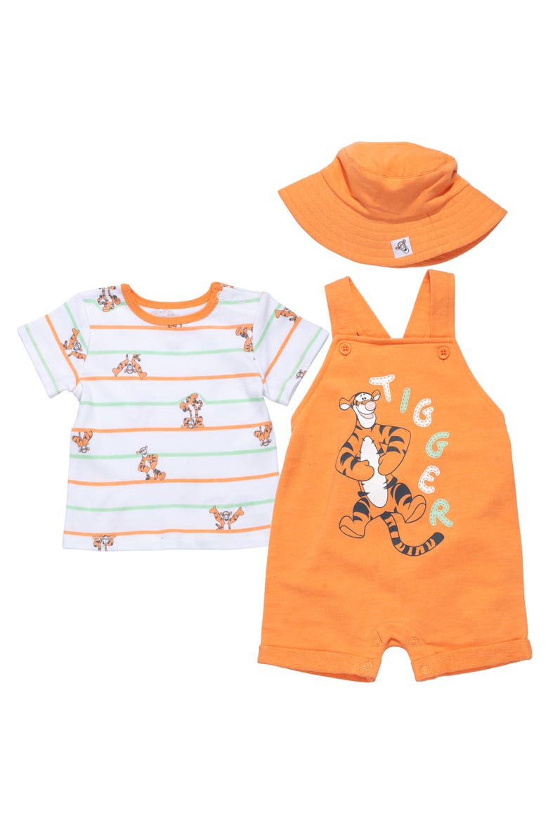 Winnie the Pooh Shortall and T-Shirt Set with Hat, Main, color, Tigger Orange