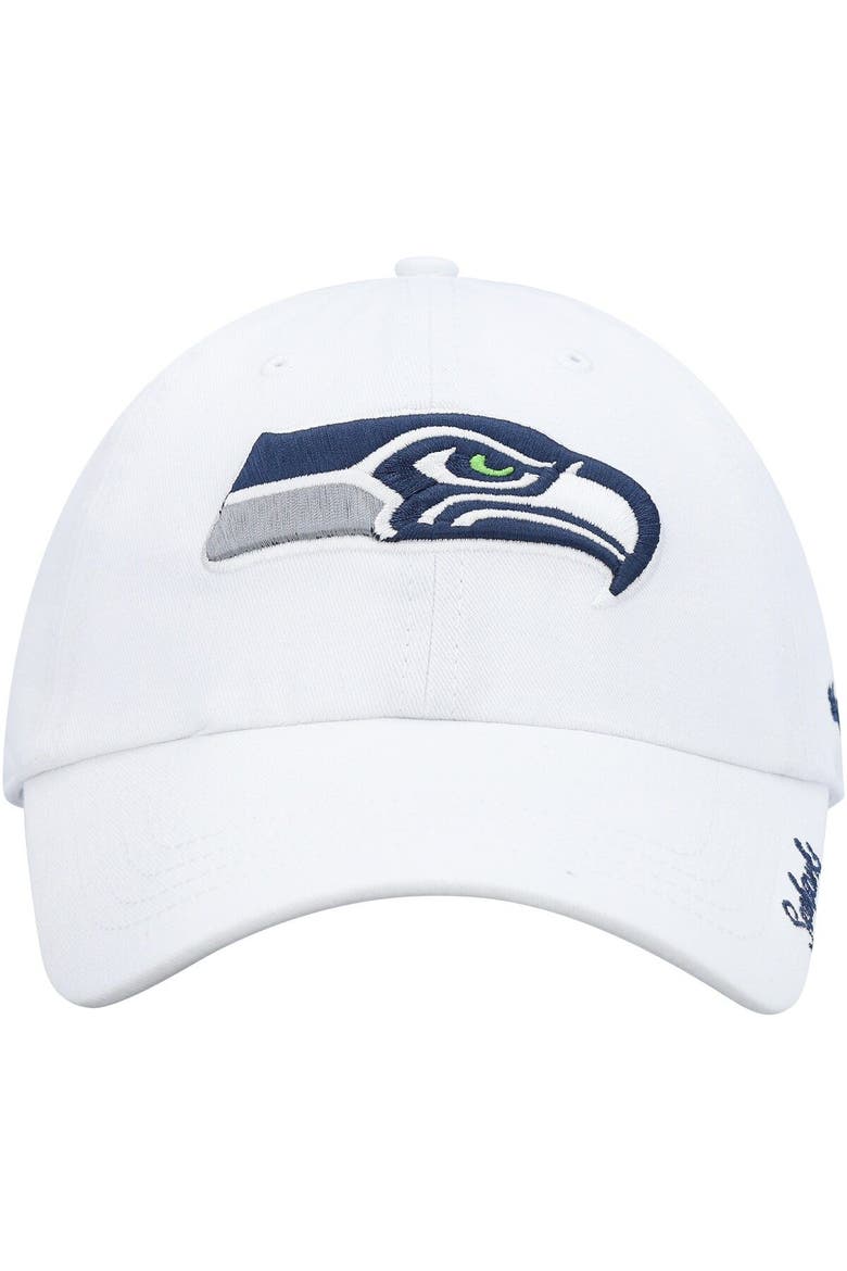 Women's '47 White Seattle Seahawks Miata Clean Up Logo Adjustable Hat, Alternate, color, White