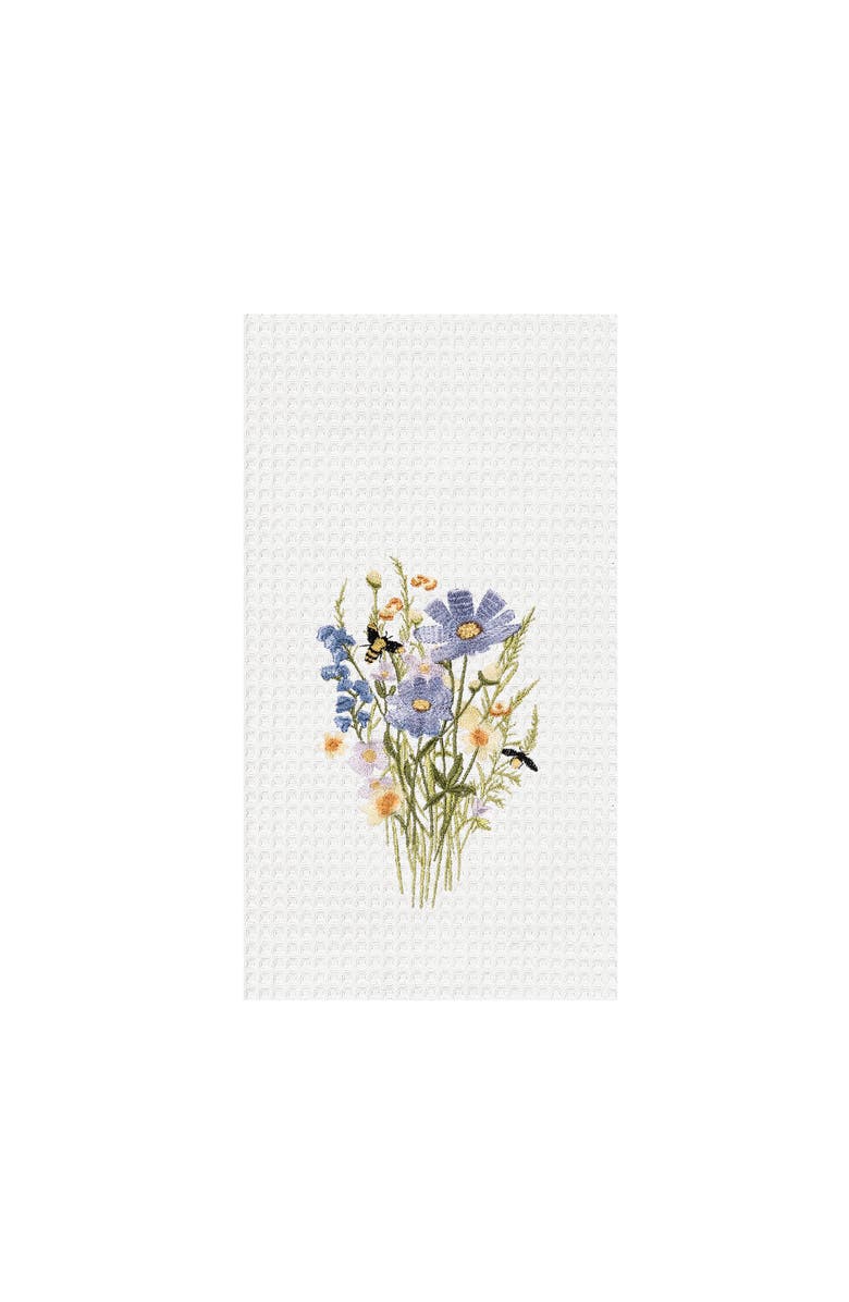 C&F Home Honey Bee & Flowers 100% Cotton Waffle Weave Dishtowel, Main, color, Blue