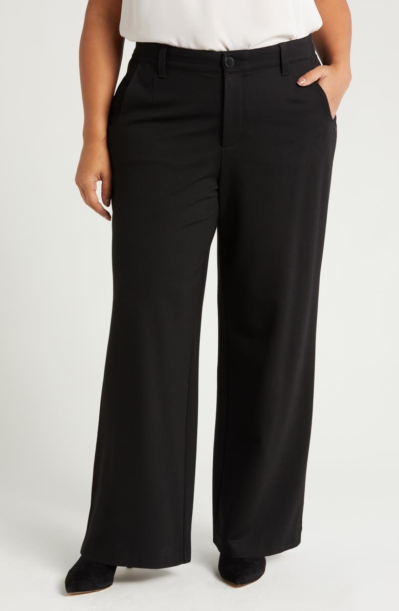 Wit & Wisdom Whitney Skyrise Plaid Wide Leg Trousers, Main, color, Black