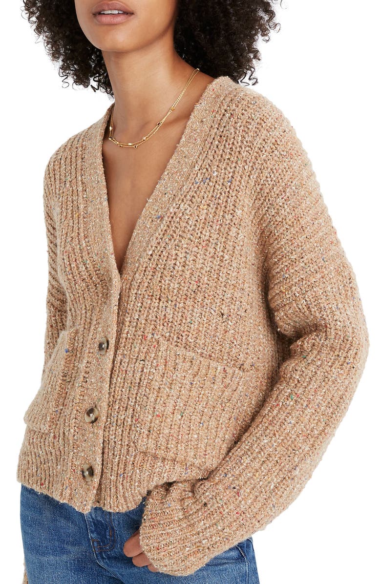 Madewell Speckled Rib Cardigan Sweater, Main, color,