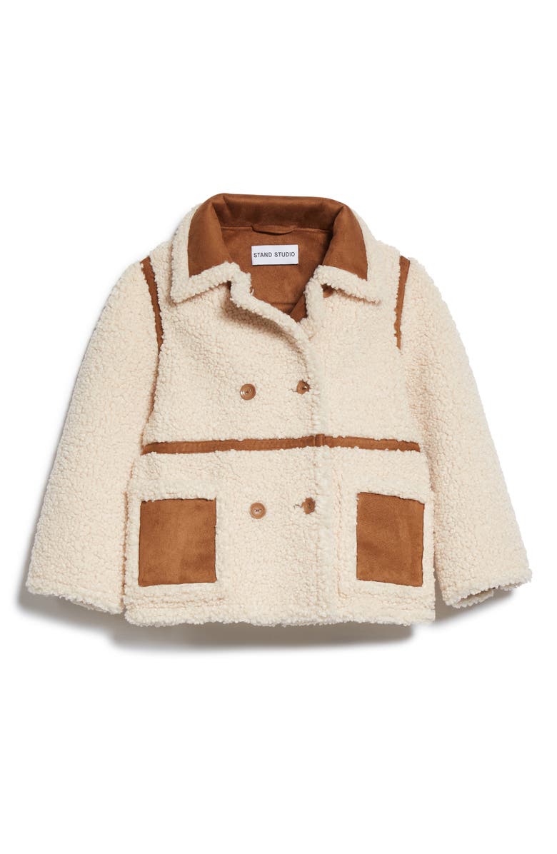 Stand Studio Kids' Chloe Double Breasted Faux Shearling Jacket, Main, color, 