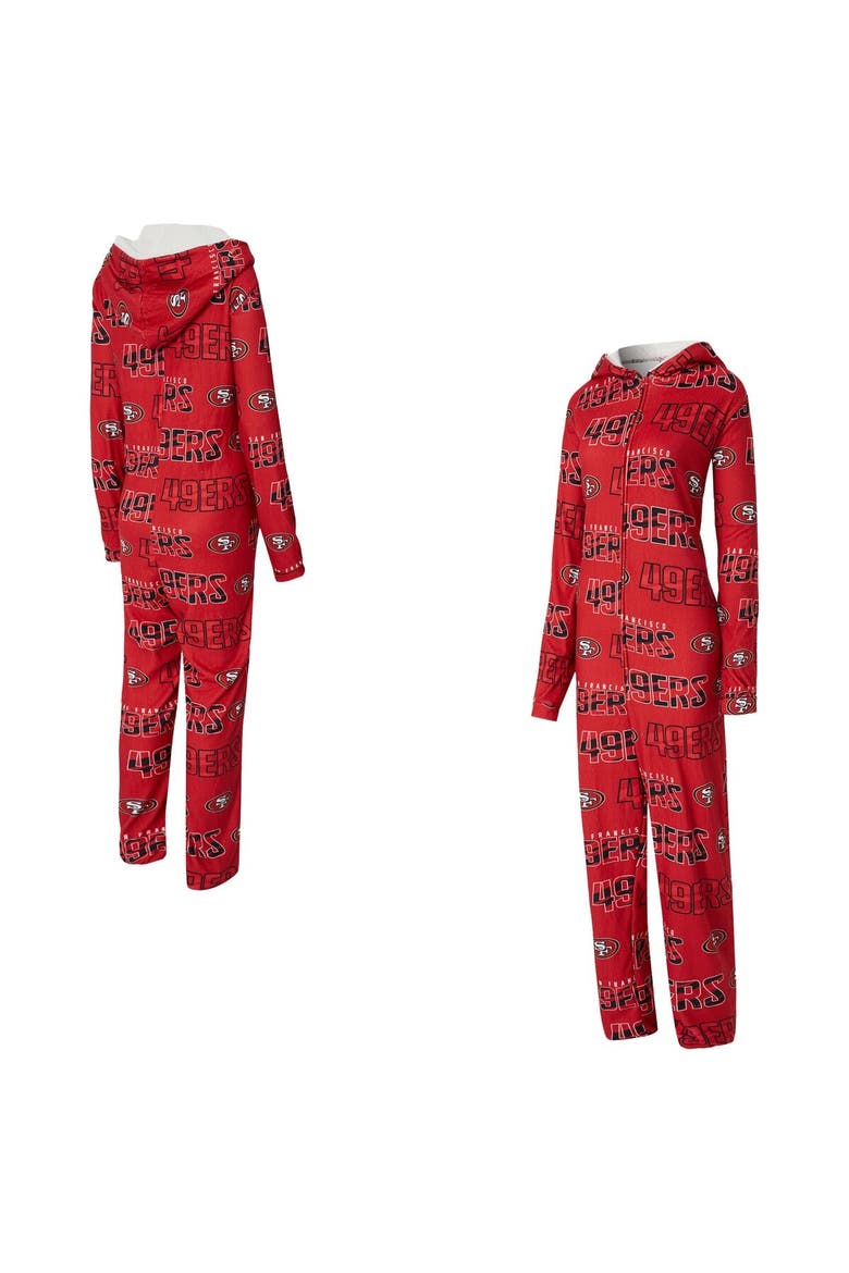Women's Concepts Sport  Scarlet San Francisco 49ers Roadway Allover Print Microfleece Full-Zip Union Suit, Main, color, Scarlet