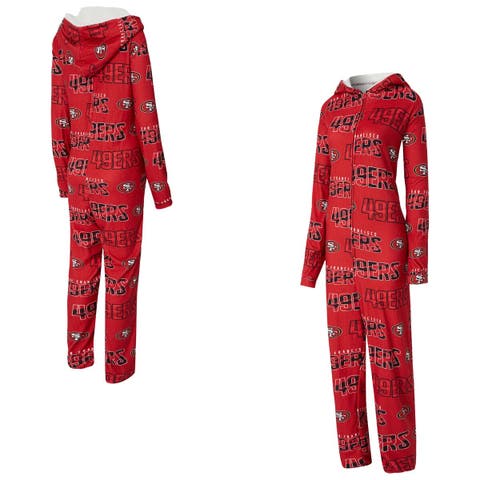Women's Concepts Sport  Scarlet San Francisco 49ers Roadway Allover Print Microfleece Full-Zip Union Suit