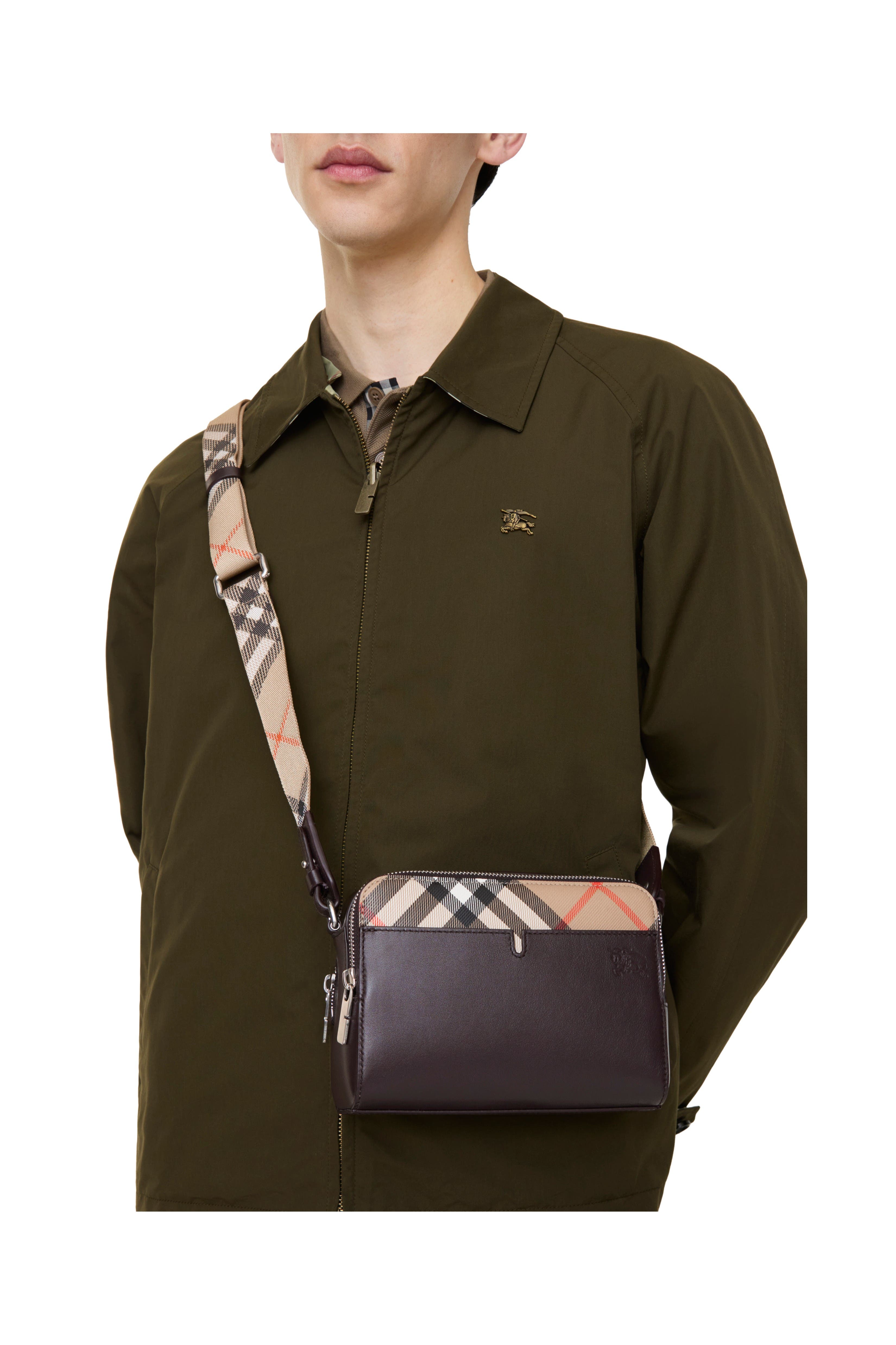 Burberry Pop Check Crossbody Bag, Alternate, color, Peat Brown/Sand Beige