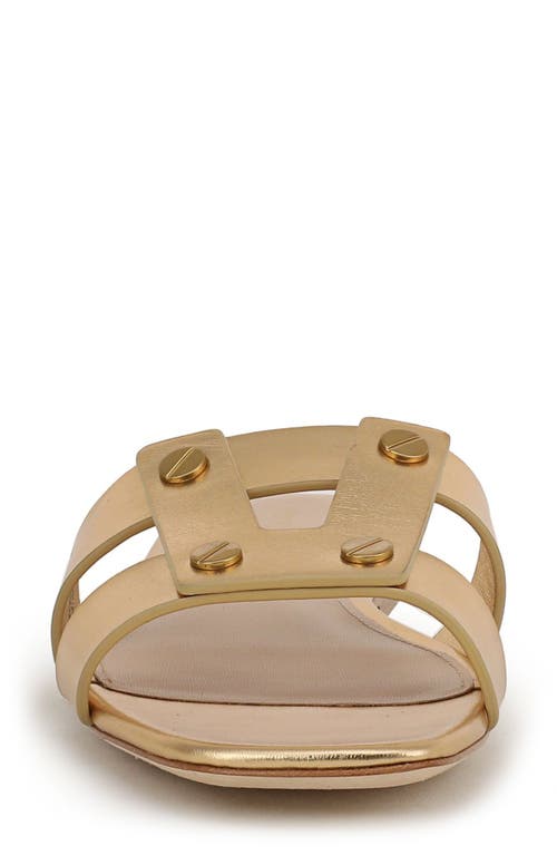 Veronica Beard Via Metallic Leather Flat Slide Sandals In Gold