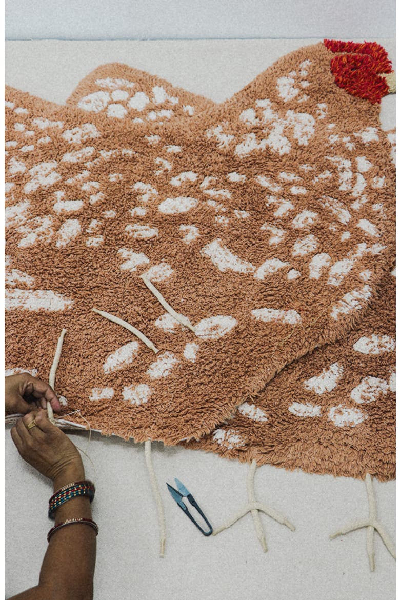 Chicken Washable Cotton Blend Rug, Alternate, color, NATURAL CHESTNUT