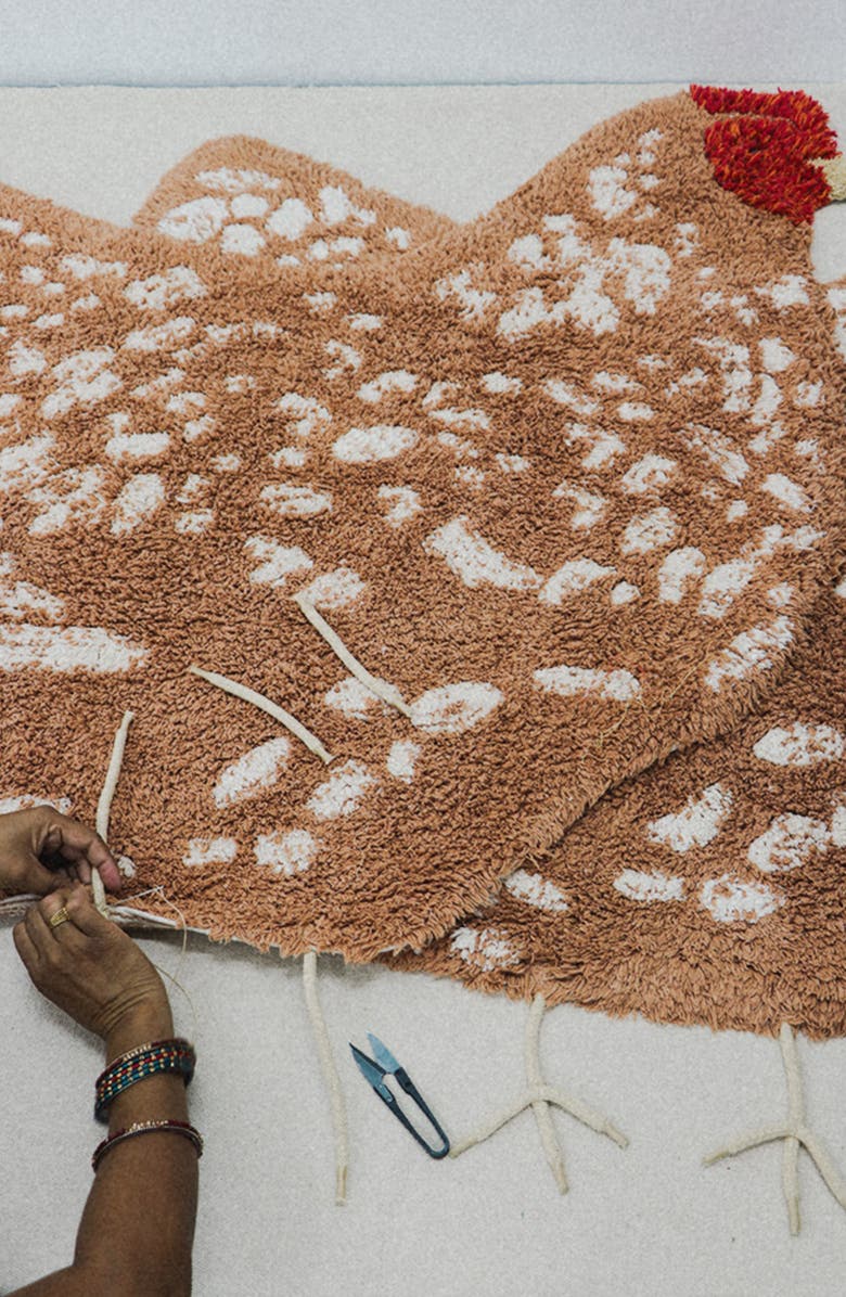 Lorena Canals Chicken Washable Cotton Blend Rug, Alternate, color, Natural Chestnut