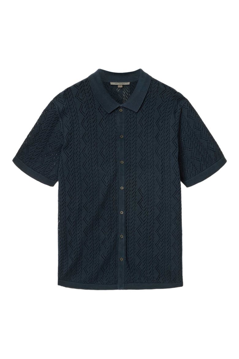 Emil Pointelle Short Sleeve Caridgan, Alternate, color, NAVY