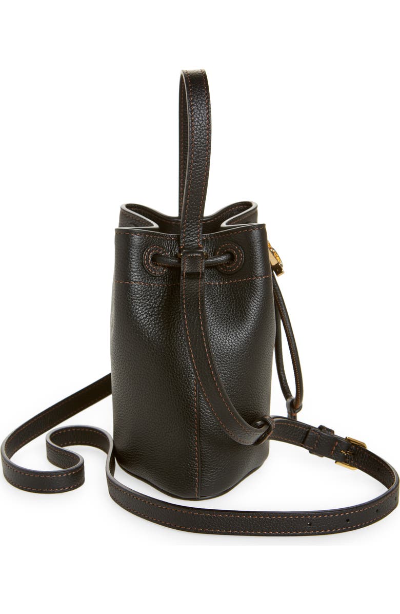 Burberry Large Monogram Leather Drawstring Bucket Bag, Alternate, color,