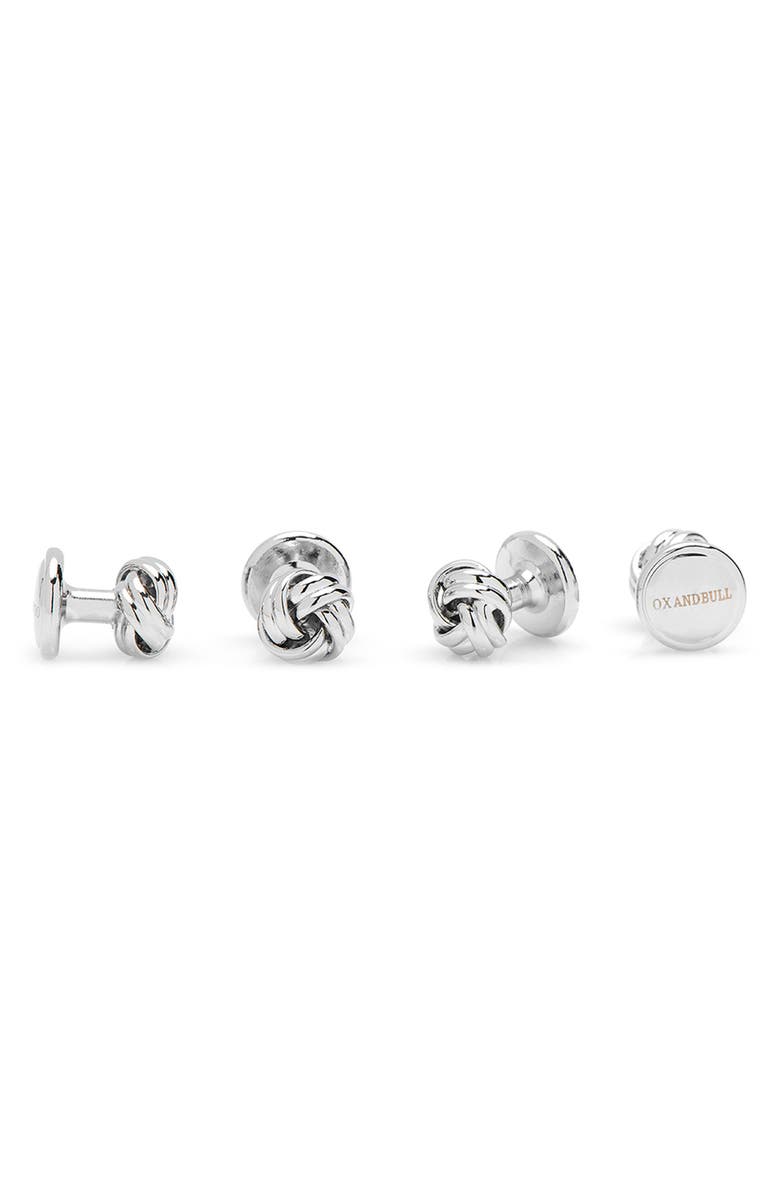 Cufflinks, Inc. Black and Silver Knot Cuff Links 
Studs Set, Alternate, color, Silver