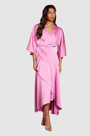 Coast Satin Back Crepe Ruffle Wrap Midi Dress