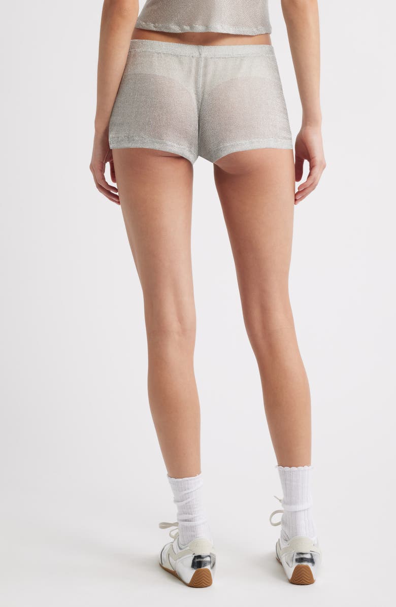 Bella Venice Sheer Mesh Shorts, Alternate, color, Silver