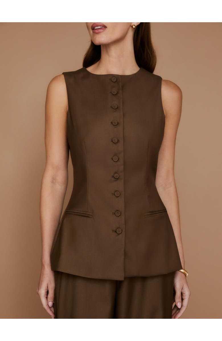 Six Stories Tailored Waistcoat, Alternate, color, Chocolate