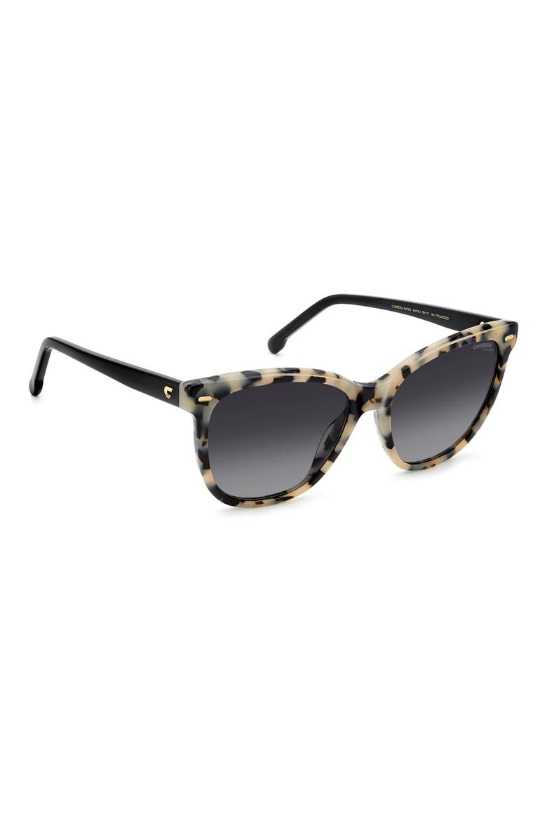 56mm Polarized Cat Eye Sunglasses, Alternate, color, BLACK/ IVORY