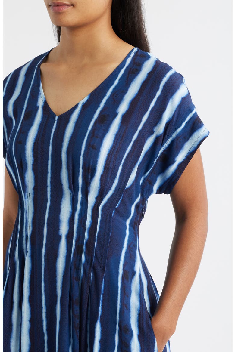 Lana Shibori Stripe Short Sleeve Midi Dress, Alternate, color, INK STRIPE