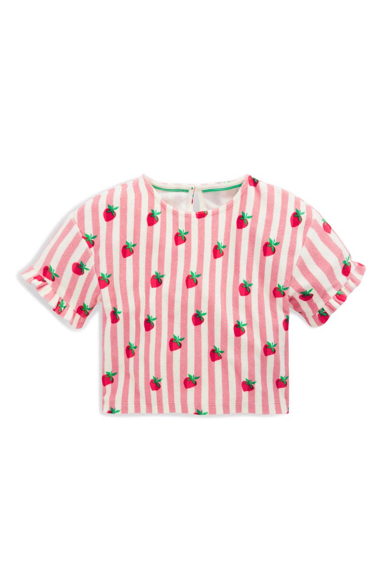 Kids' Dropped Shoulder Terry Cloth T-Shirt, Main, color, BLUSH STRAWBERRY STRIPE