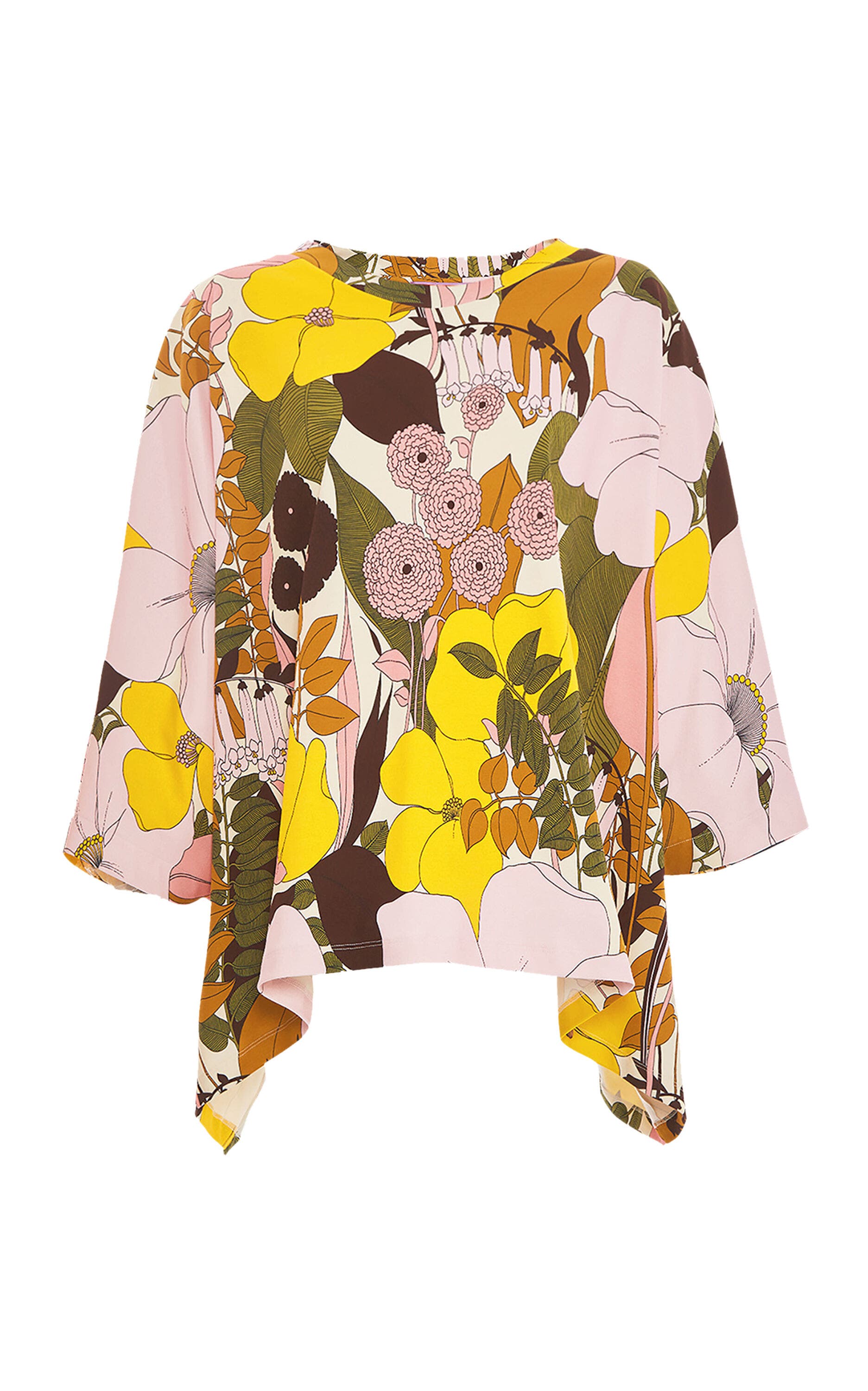 Meditation Poncho Big Flower Rose Pink - image 2