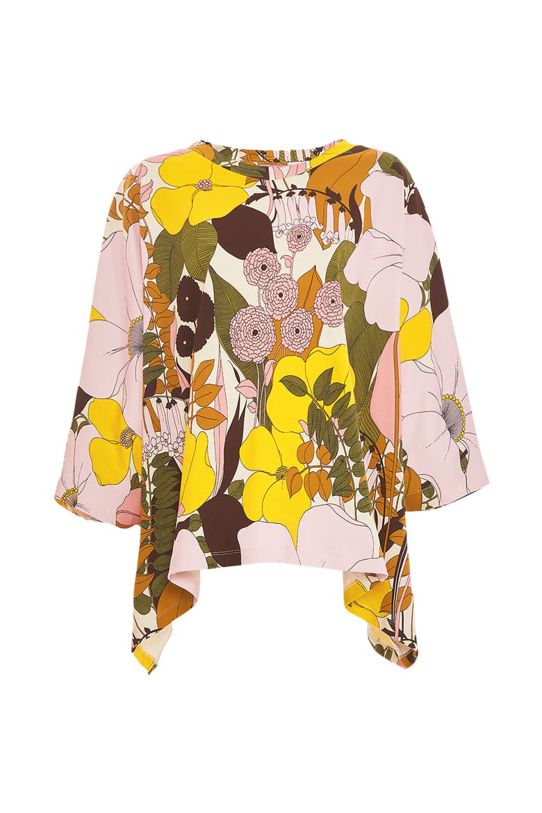 Meditation Poncho Big Flower Rose Pink, Alternate, color, Big Flower Rose Pink