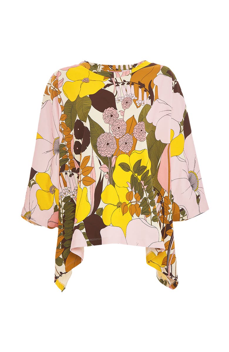 La DoubleJ Meditation Poncho Big Flower Rose Pink, Alternate, color, Big Flower Rose Pink