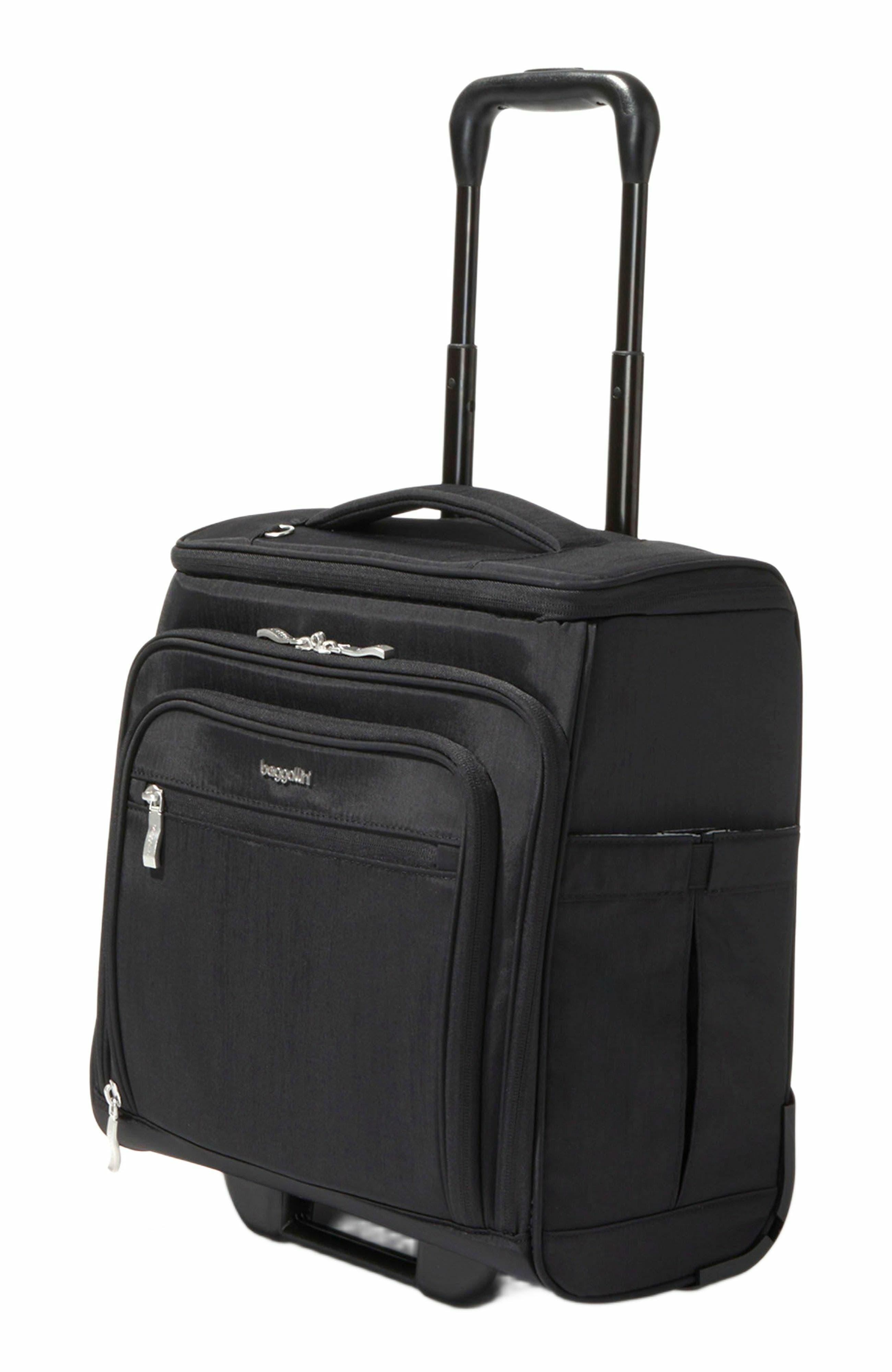 BAGGALLINI Expandable Underseat Carry-On Suitcase, Alternate, color, Black