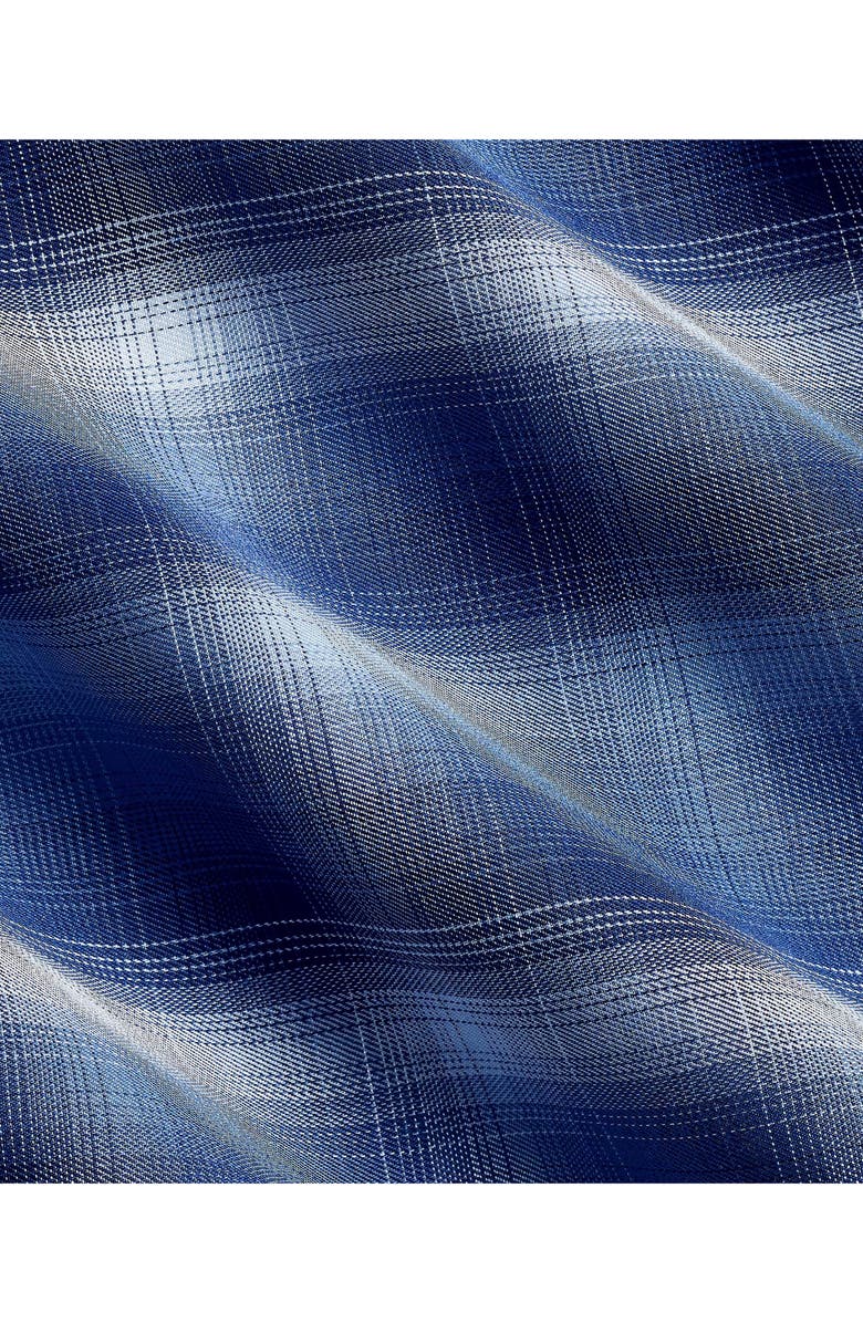 David Donahue Ombré Plaid Cotton Twill Button-Down Shirt, Alternate, color, Navy/ Blue