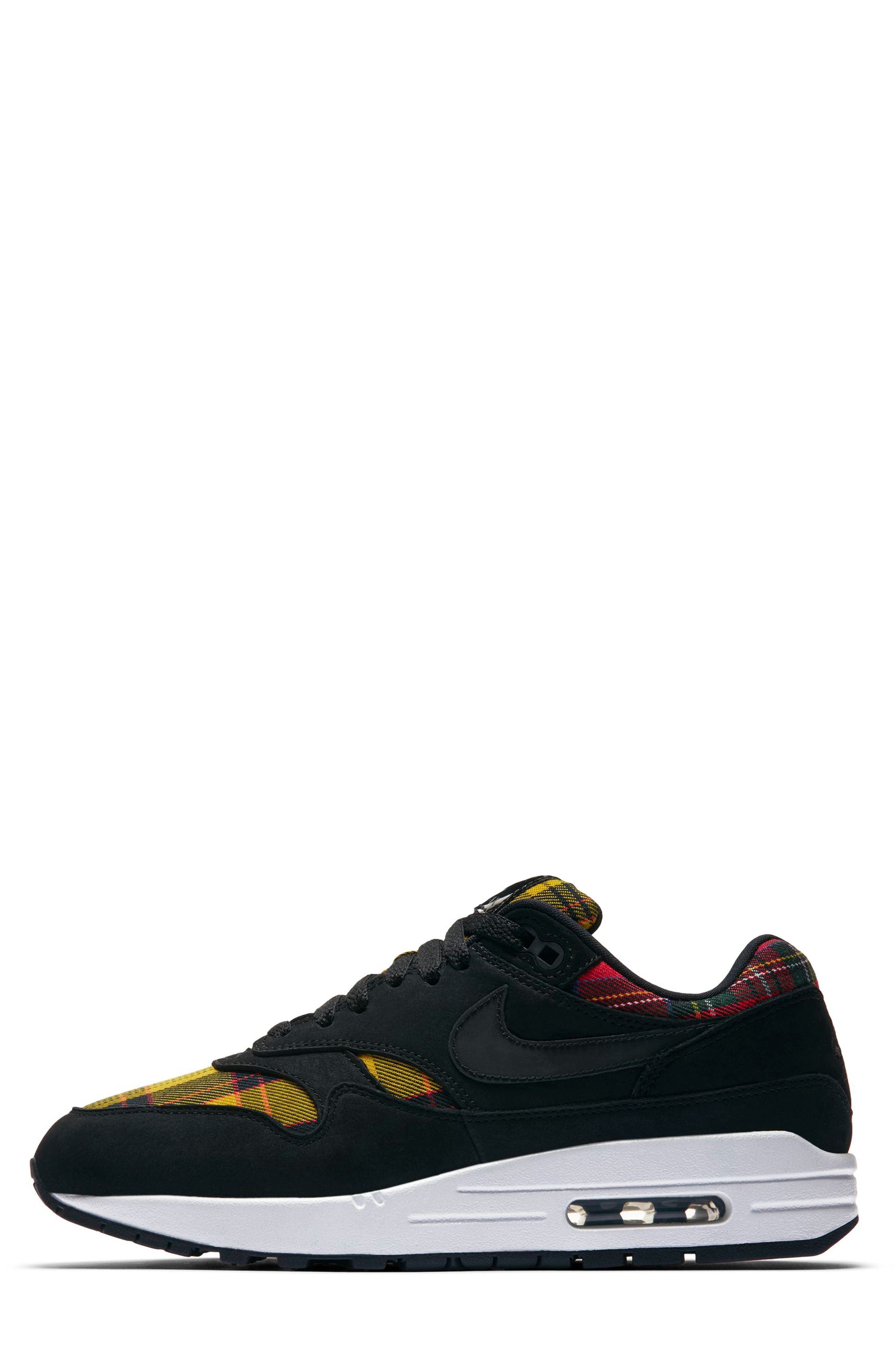 Air Max 1 SE Sneaker, Alternate, color, BLACK/ BLACK/ UNIVERSITY RED