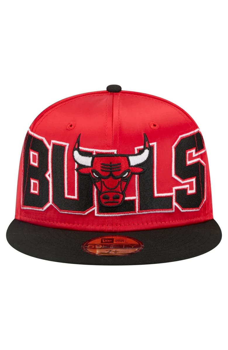 New Era Men's New Era Red/Black Chicago Bulls Satin Two-Tone 59FIFTY Fitted Hat, Alternate, color, Red