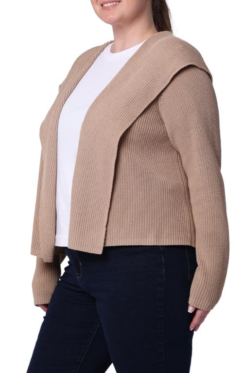 Minnie Rose Cotton & Cashmere Hooded Cardigan In Brown