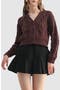 Cable Crop V-Neck Cardigan