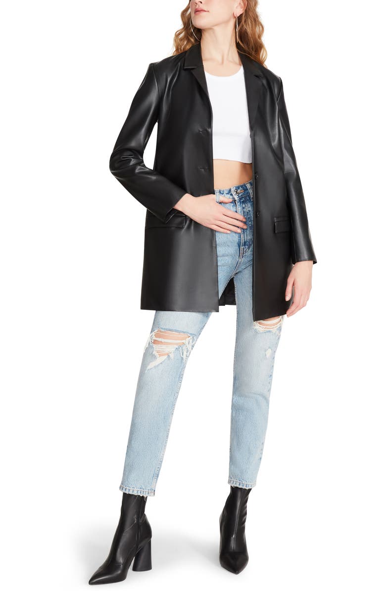 BB Dakota by Steve Madden Rock Star Faux Leather Boyfriend Blazer, Main, color,