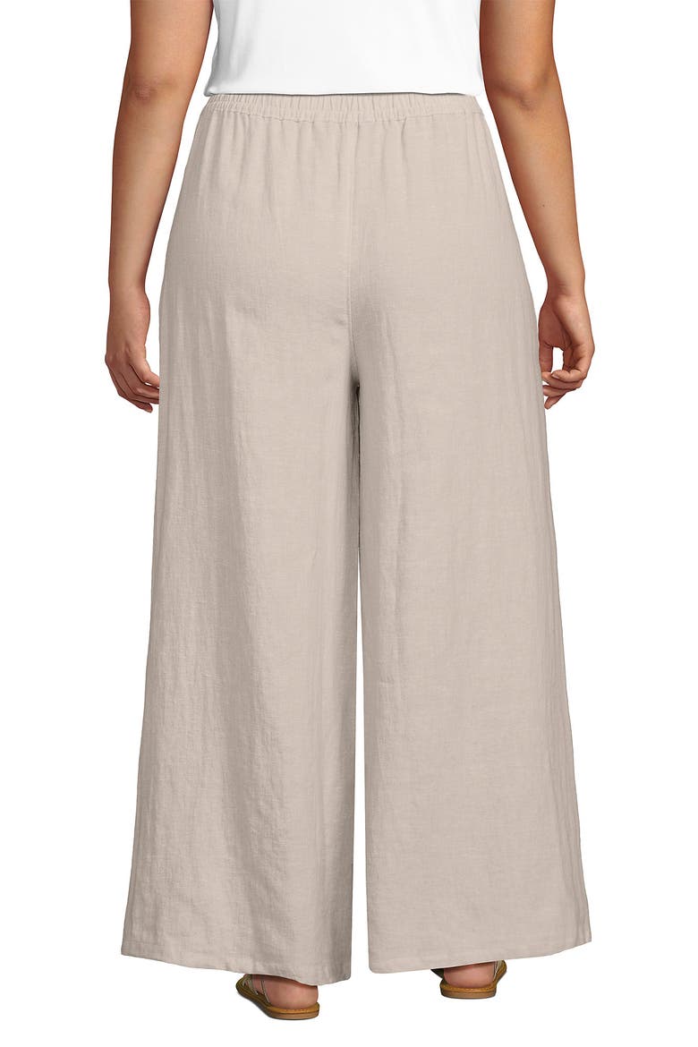 Plus Size Linen High Rise Palazzo Pants - Set Bottom, Alternate, color, Champagne/Linen