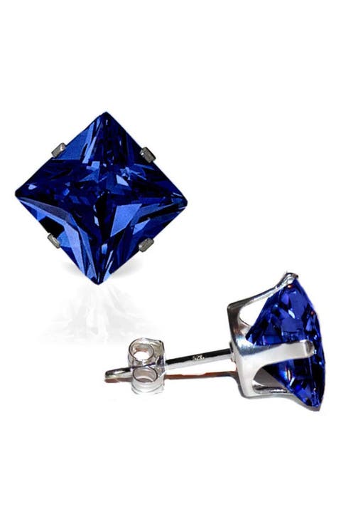 Square Cubic Zirconia Birthstone Stud Earrings