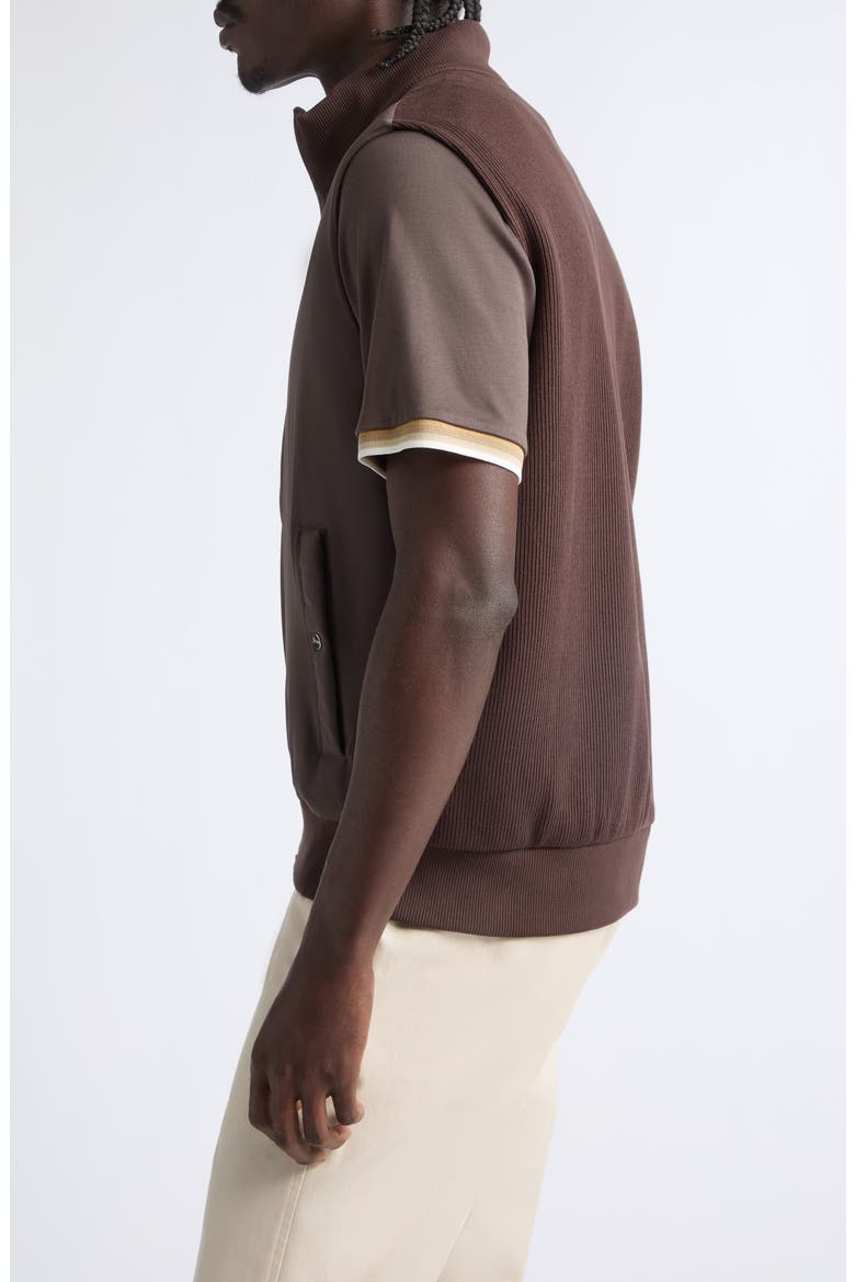 Mixed Media Vest, Alternate, color, 8800 CHOCOLATE BROWN