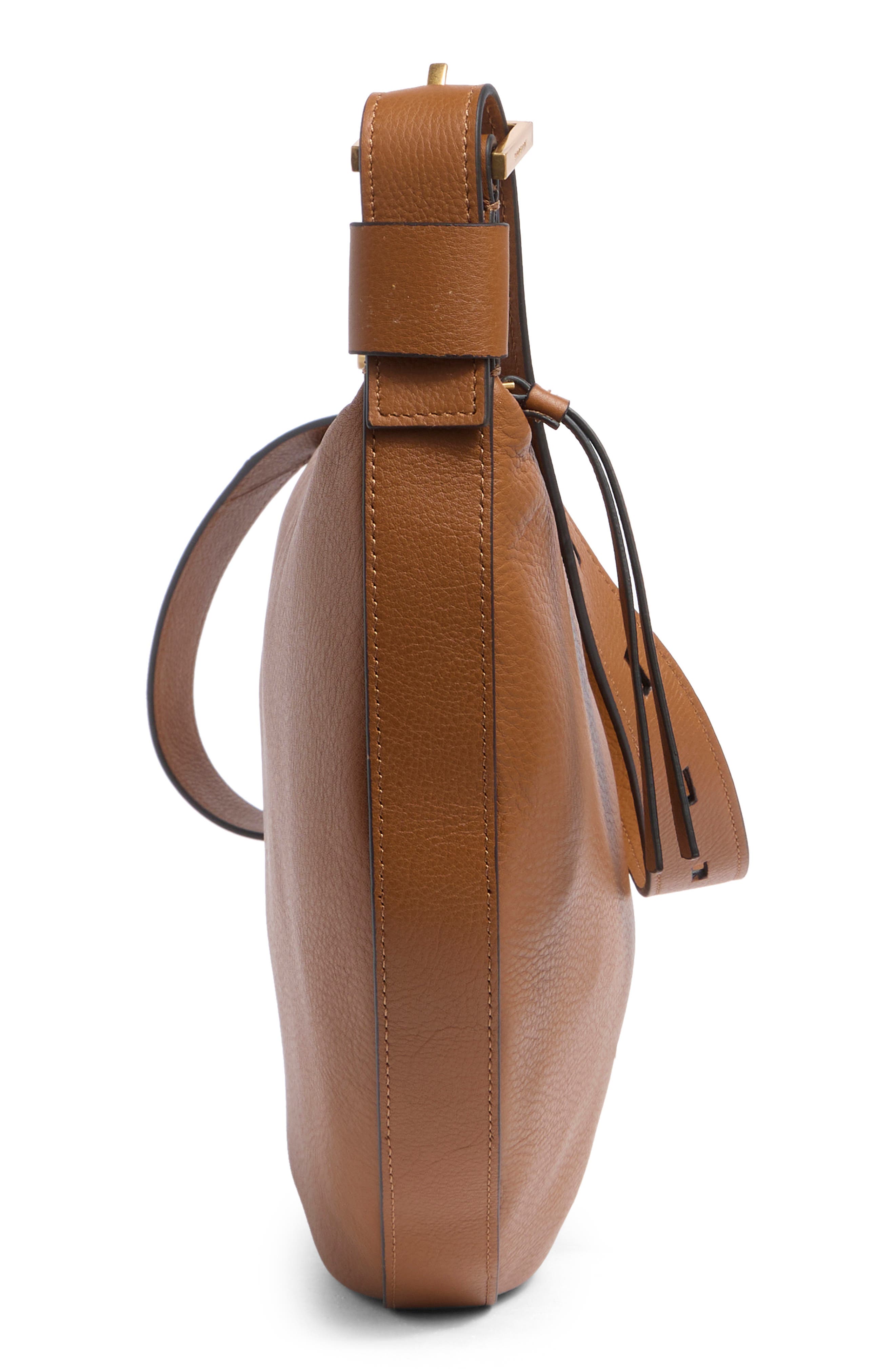 Half Moon Leather Shoulder Bag, Alternate, color, SEPIA BROWN