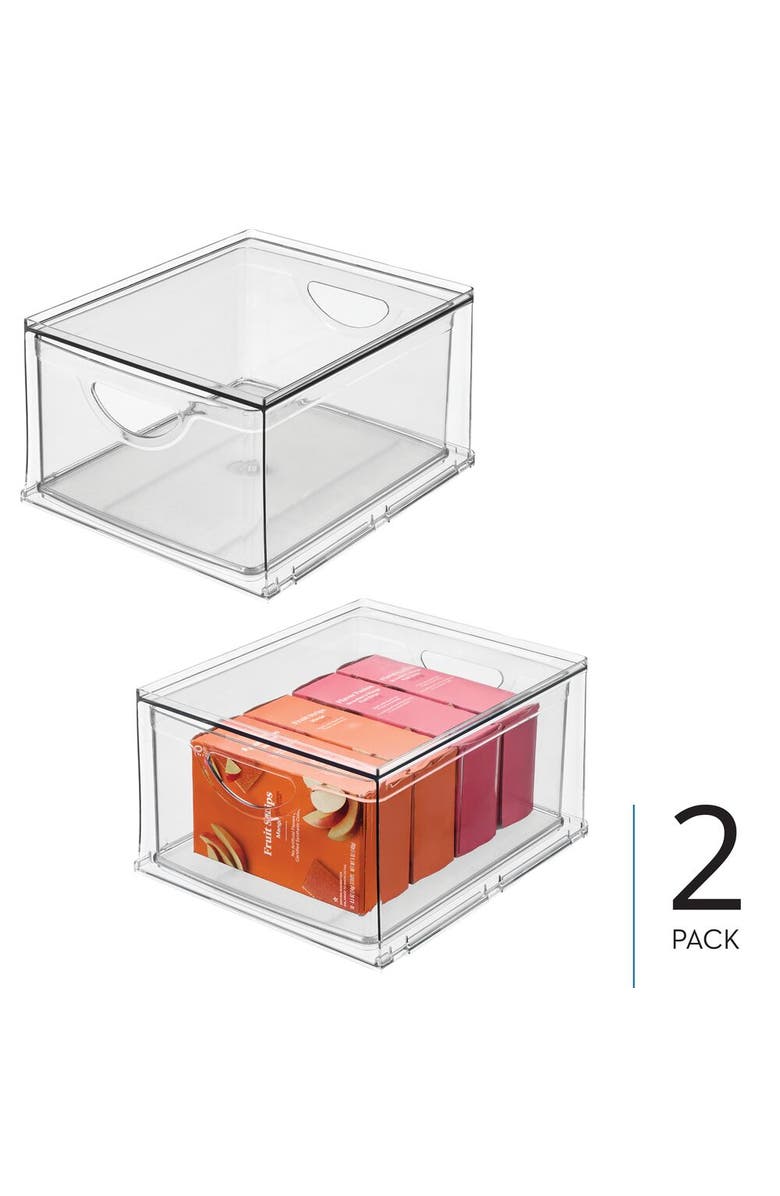 mDesign Stackable Storage Drawer for Pantry, Set of 2, Clear, Made in USA, Alternate, color, Clear