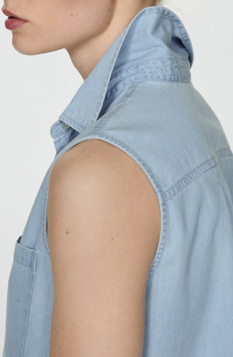 MANGO Sleeveless Chambray Button-Up Shirt, Alternate, color, 