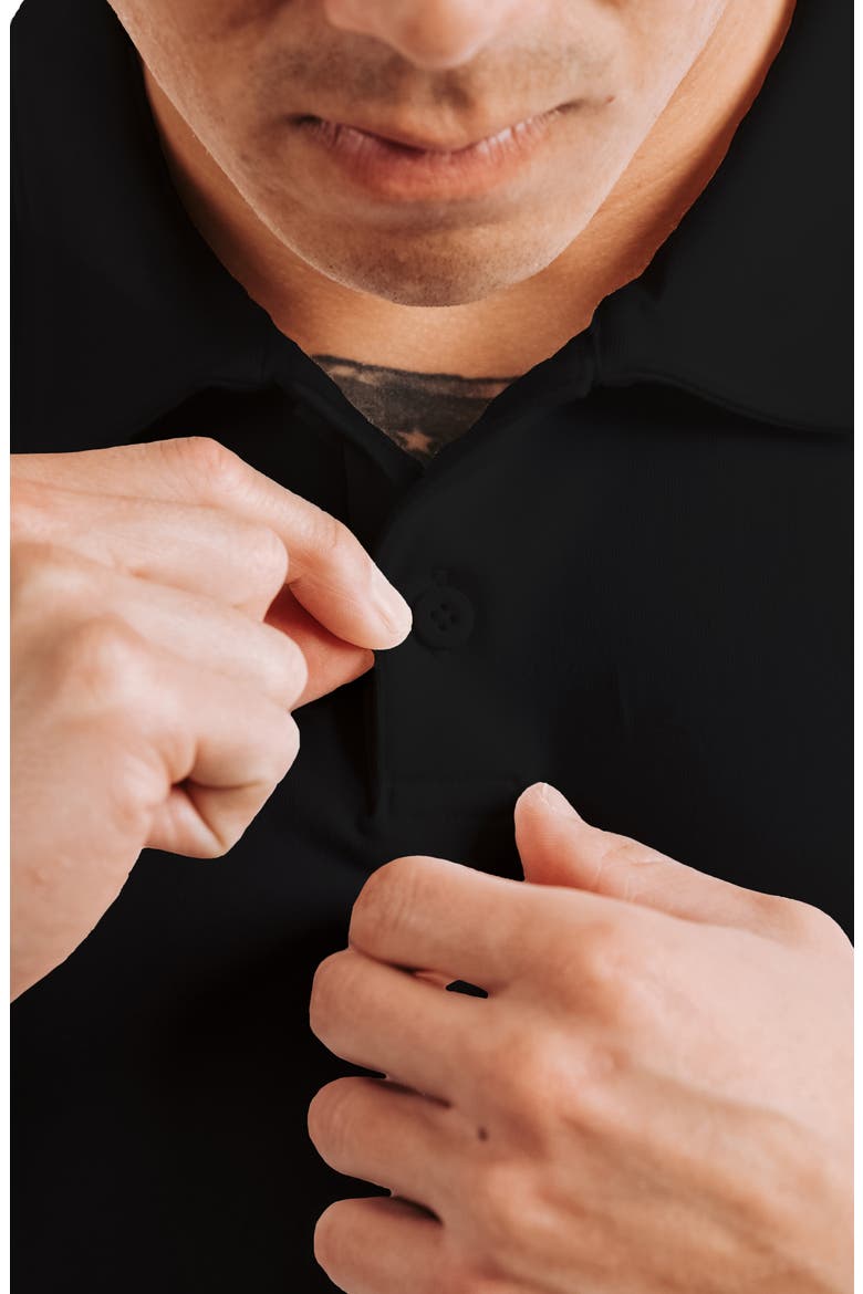 Cotton Blend Polo Shirt, Alternate, color, BLACK