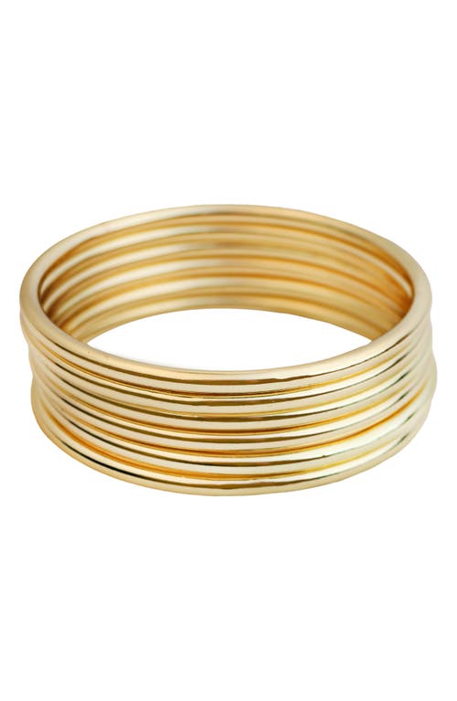 Panacea Set Of 6 Skinny Tube Bangles In Gold