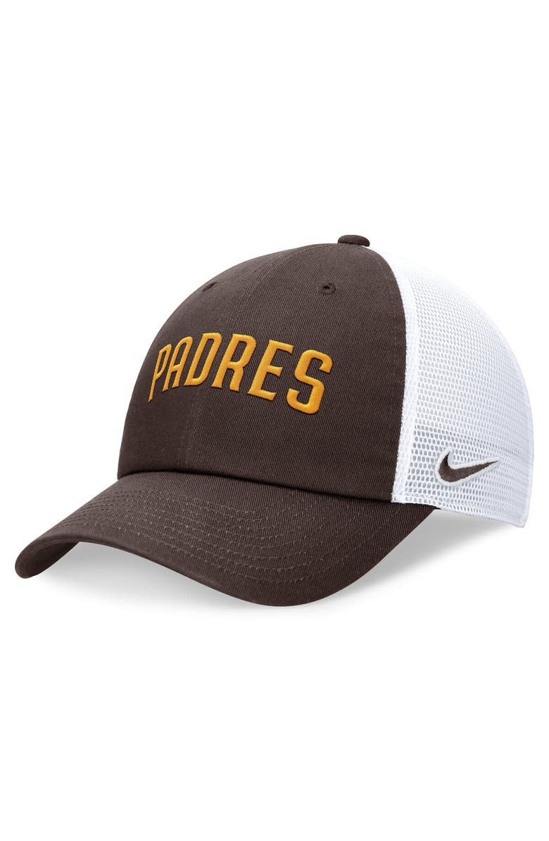Nike Men's Nike Brown San Diego Padres Evergreen Wordmark Trucker Adjustable Hat, Main, color, Brown