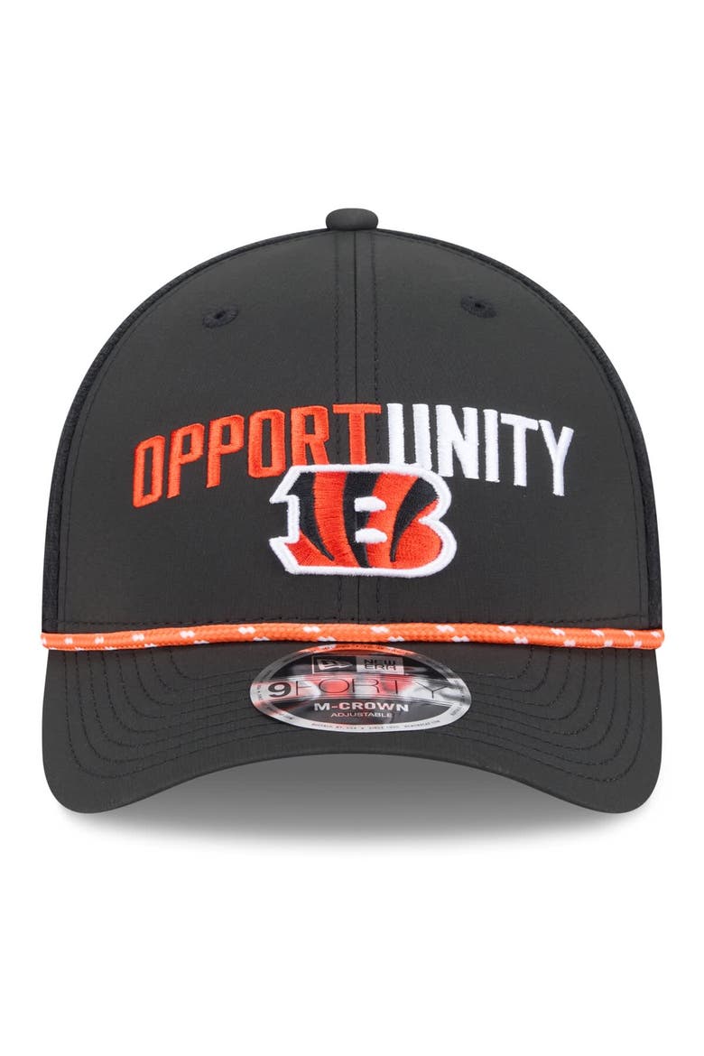 Men's New Era Black Cincinnati Bengals 2025 Inspire Change 9FORTY M-Crown Adjustable Hat, Alternate, color, Black