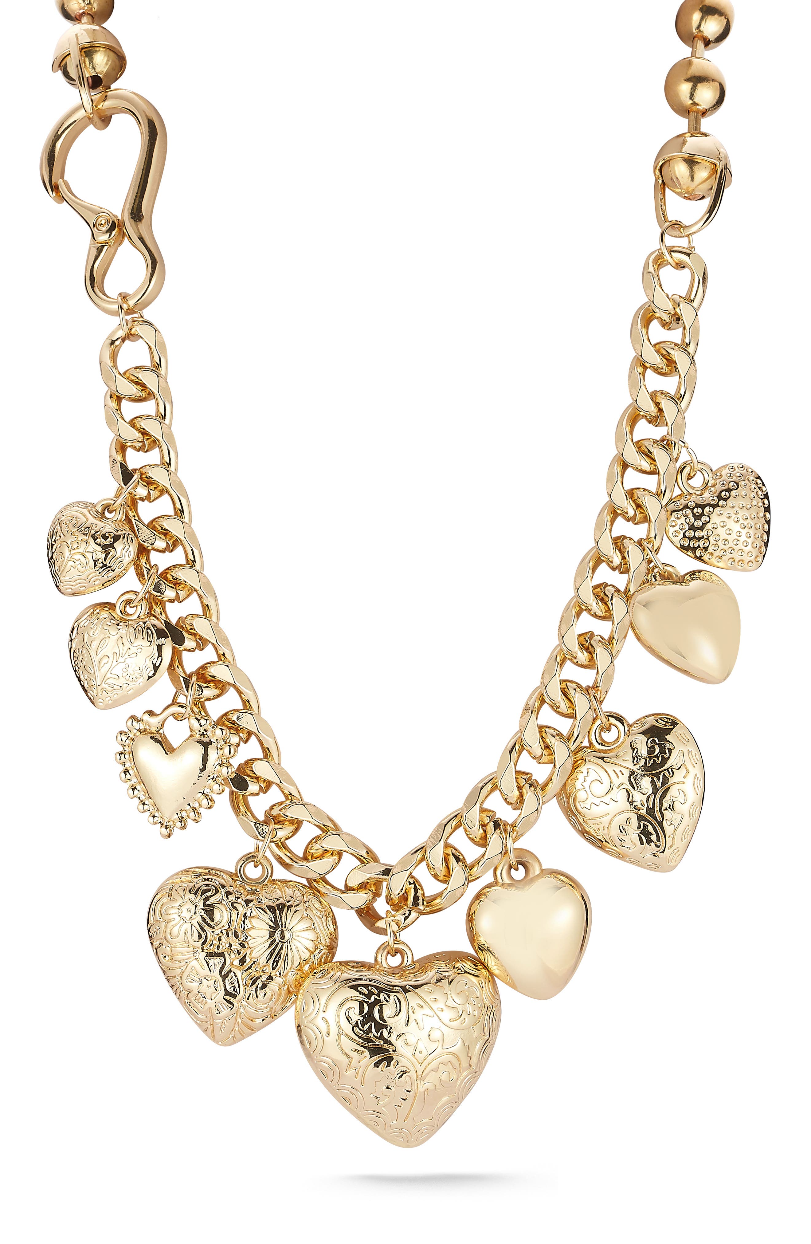 Heart Charm Curb Chain Necklace