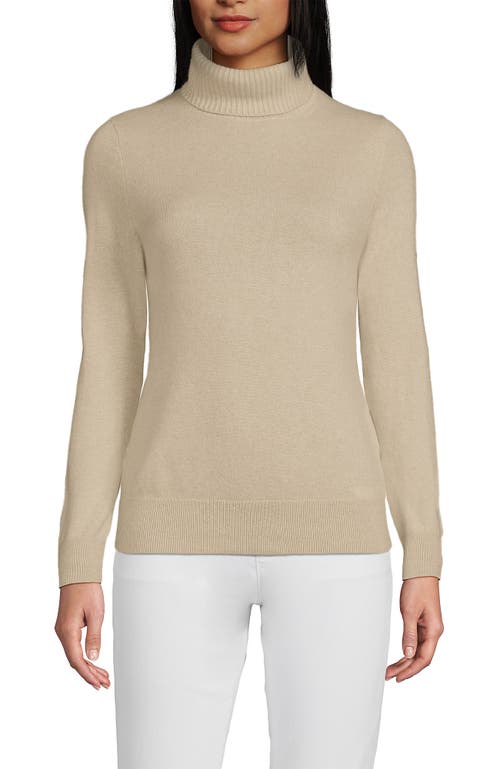 Lands' End Cashmere Turtleneck Sweater In Champagne