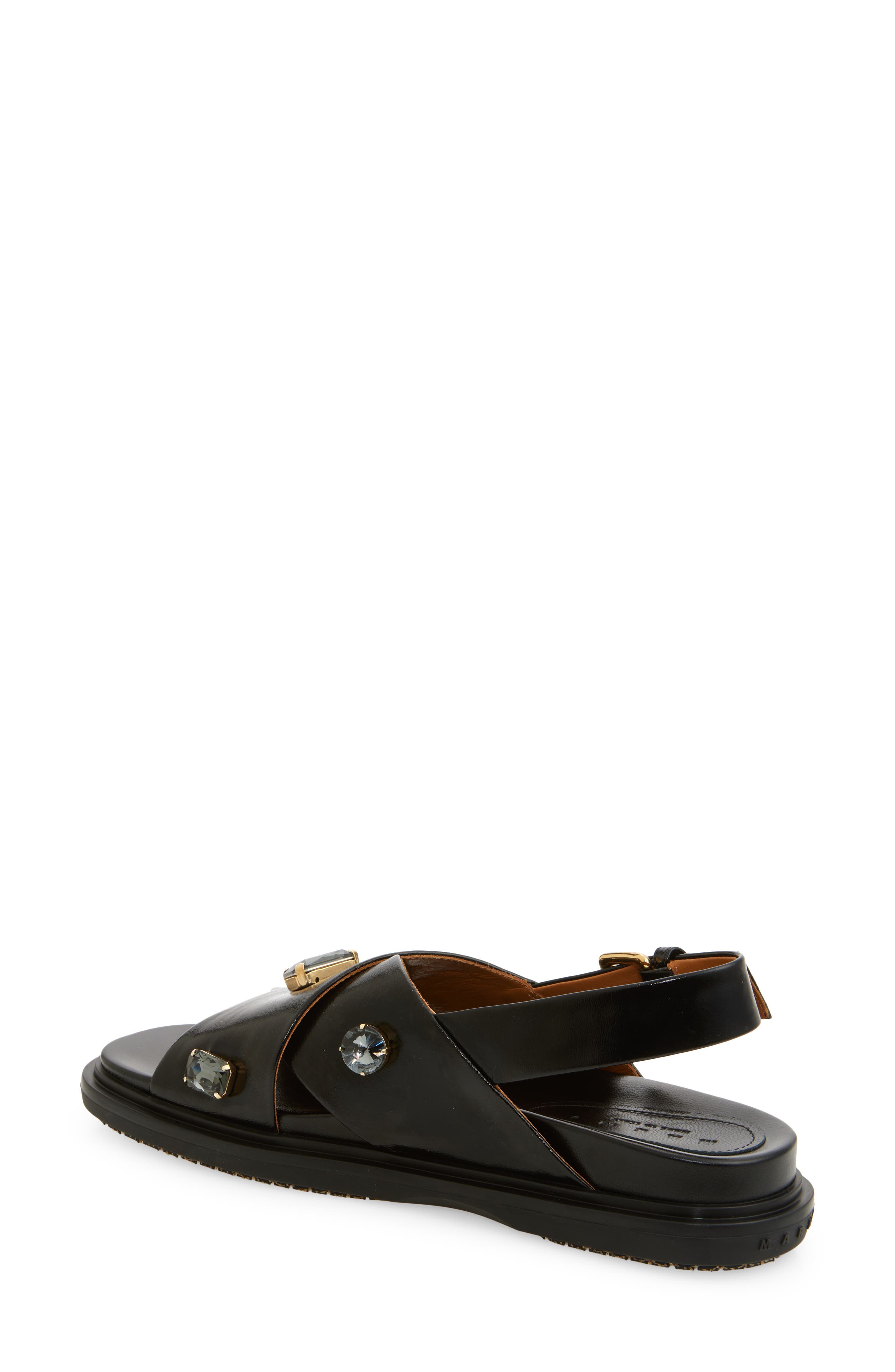 Marni Crystal Crossover Sandal, Alternate, color, 00N99 Black