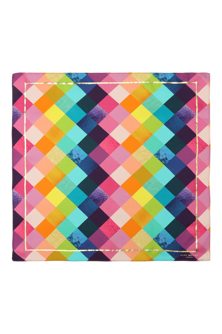 Stained Glass Silk Bandana Scarf, Main, color, CLASSIC RAINBOW